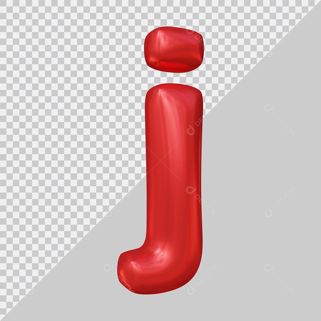 3D Element For Composition Letter J Lowercase Red PSD