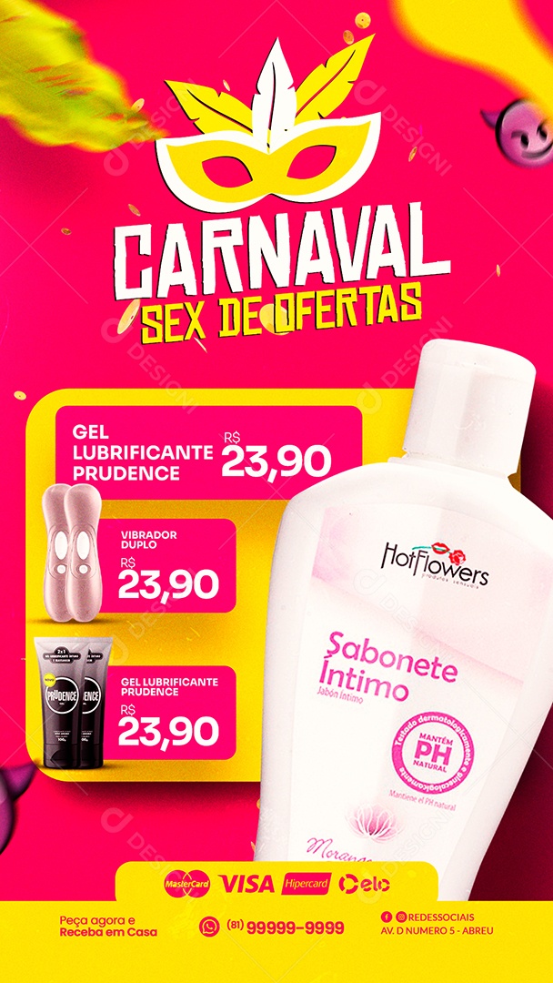 Story Encarte de Sexshop Carnaval Sex de Ofertas Social Media PSD Editável