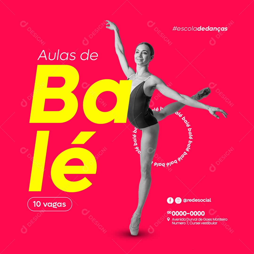 Aulas de Balé Aula de Dança Social Media PSD Editável