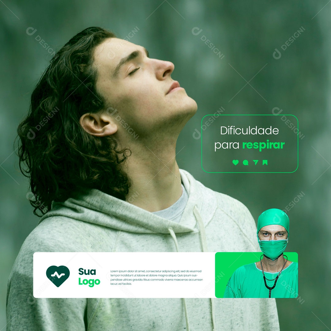 Difficulty Breathing Medical Clinic Social Media Editable PSD