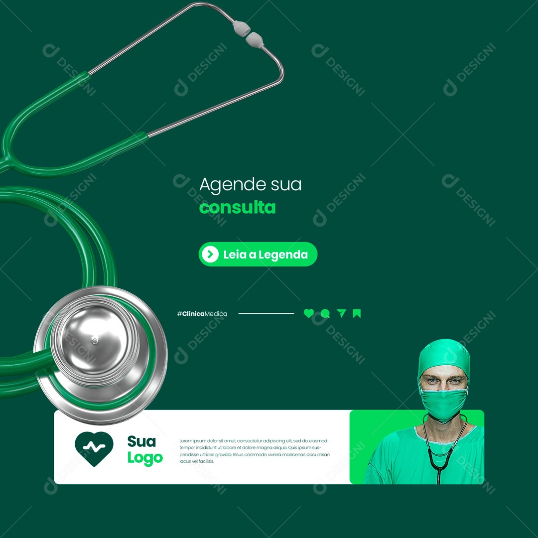 Agende Sua Consulta Clínica Médica Social Media PSD Editável