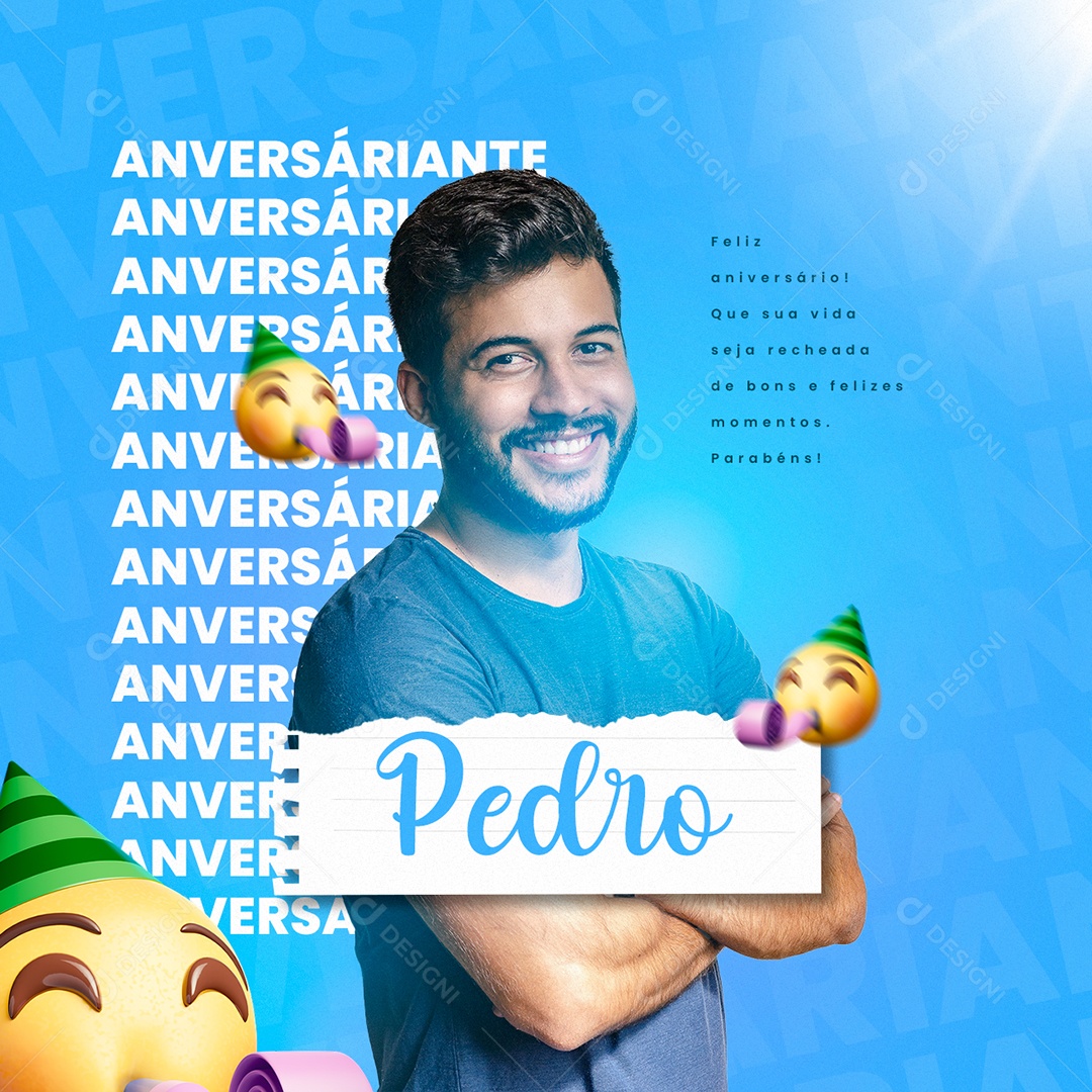 Feliz Aniversário Pedro Social Media PSD Editável