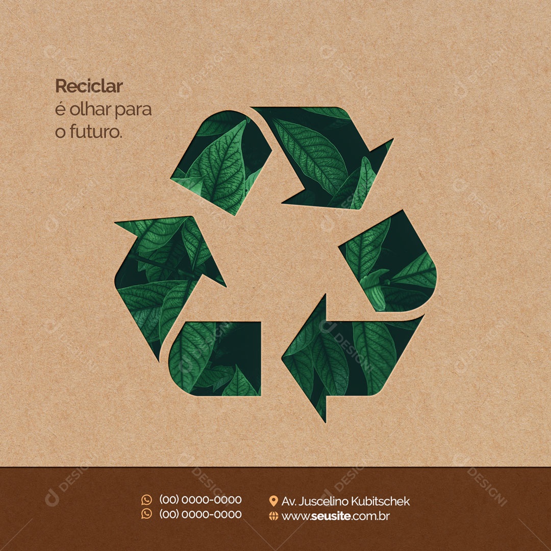 Reciclar é Olhar o Futuro Reciclagem de Resíduos Social Media PSD Editável