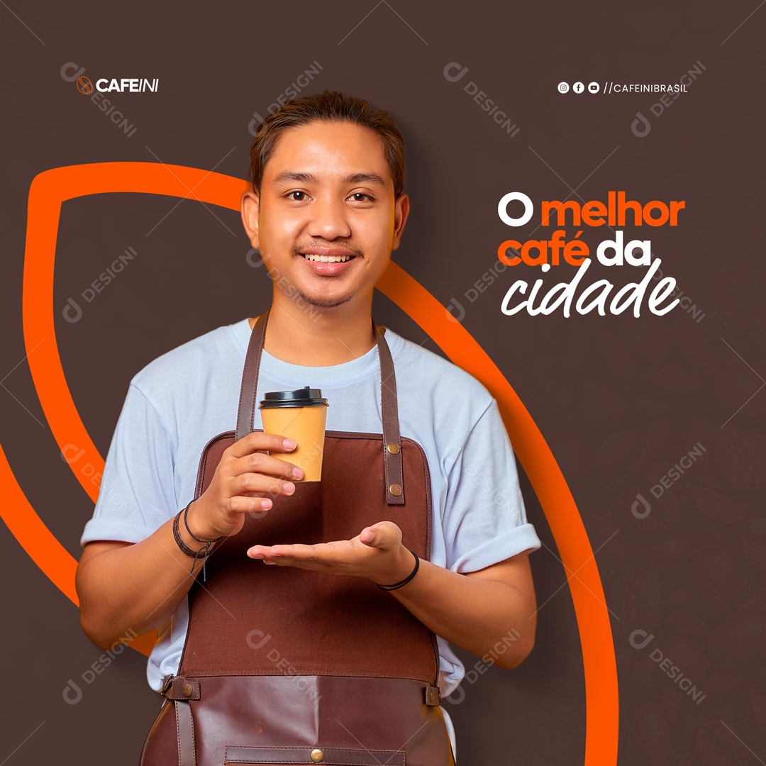 O Melhor Café da Cidade Cafeteria Social Media PSD Editável