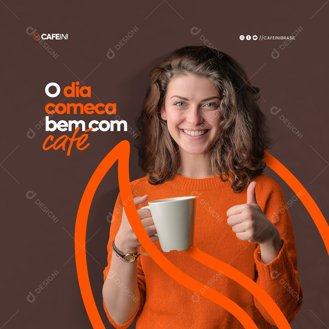 O Dia Começa Bem Com Café Cafeteria Social Media PSD Editável