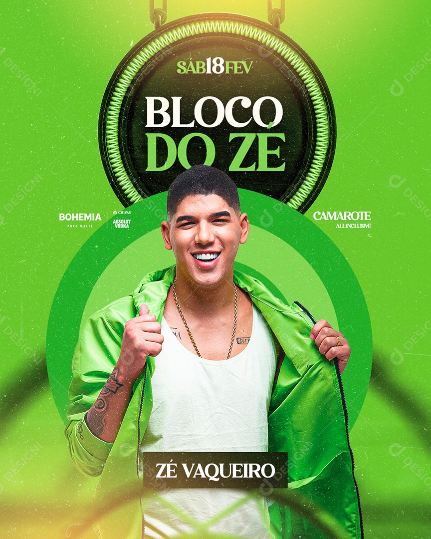 Bloco do Zé Flyer Carnaval Social Media PSD Editável