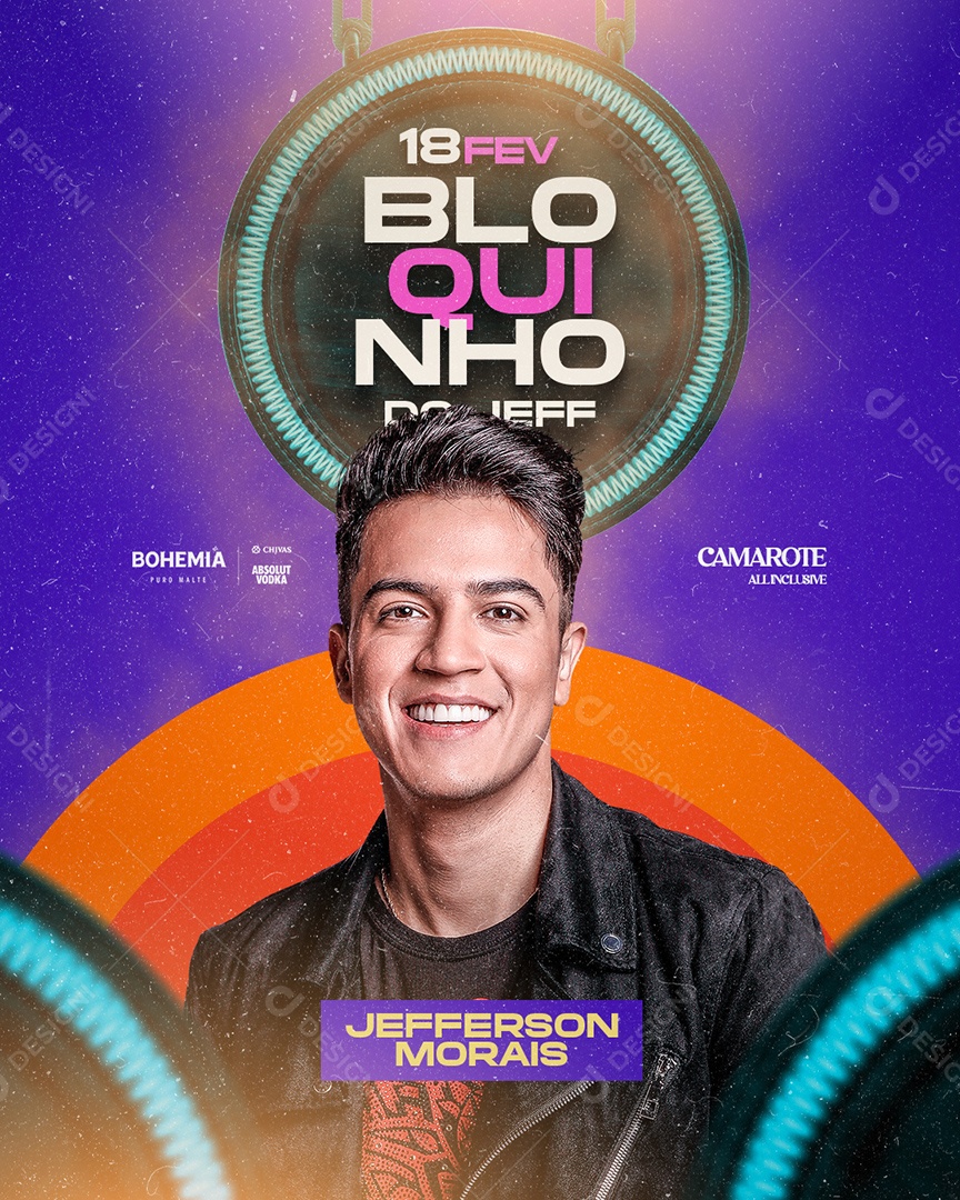 Carnival Flyer Bloquinho do Jeff Social Media Editable PSD