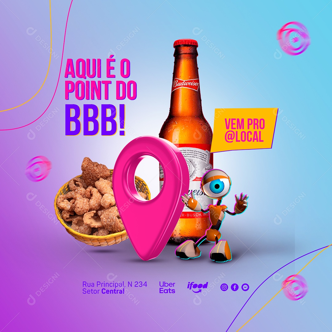 Aqui é o Point do BBB Budweiser Cervejaria Social Media PSD Editável