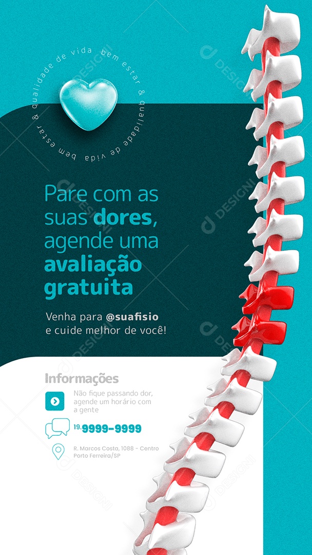 Story Pare com as Suas Dores Fisioterapia Social Media PSD Editável