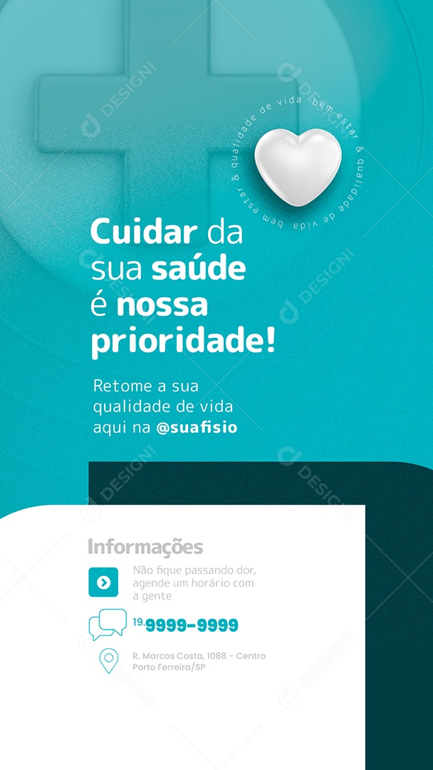 Story Cuidar da sua Saúde é Nossa Prioridade Fisioterapia Social Media PSD Editável