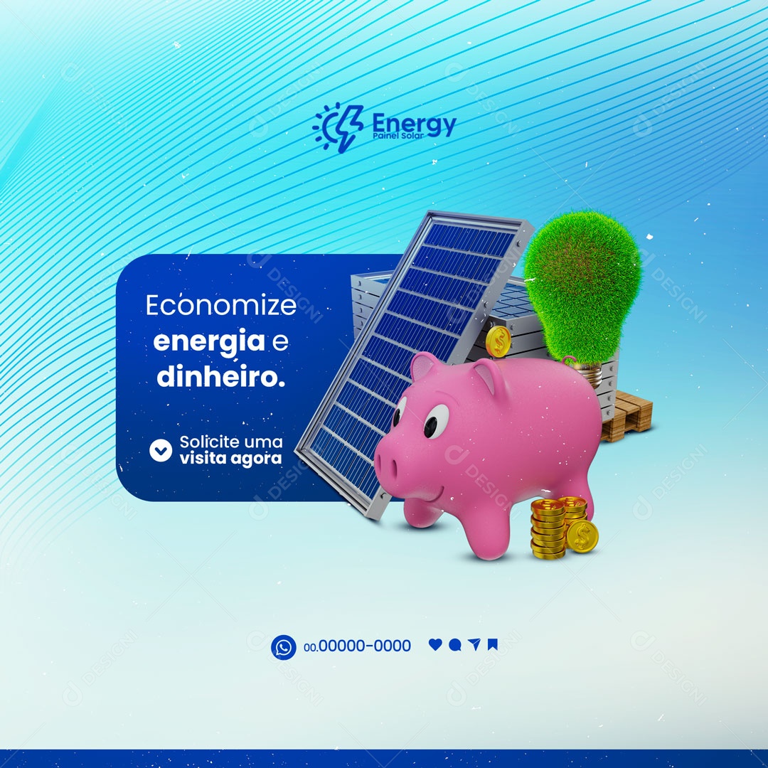 Economize Energia e Dinheiro Energia Solar Social Media PSD Editável