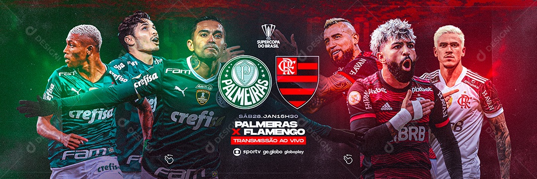 Palmeiras X Flamengo Transmiss O Ao Vivo Supercopa Do Brasil Carrossel Social Media Psd Edit Vel