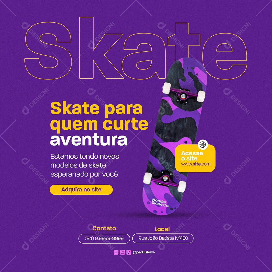 Skate para Quem Curte Aventura Loja de Skate Social Media PSD Editável