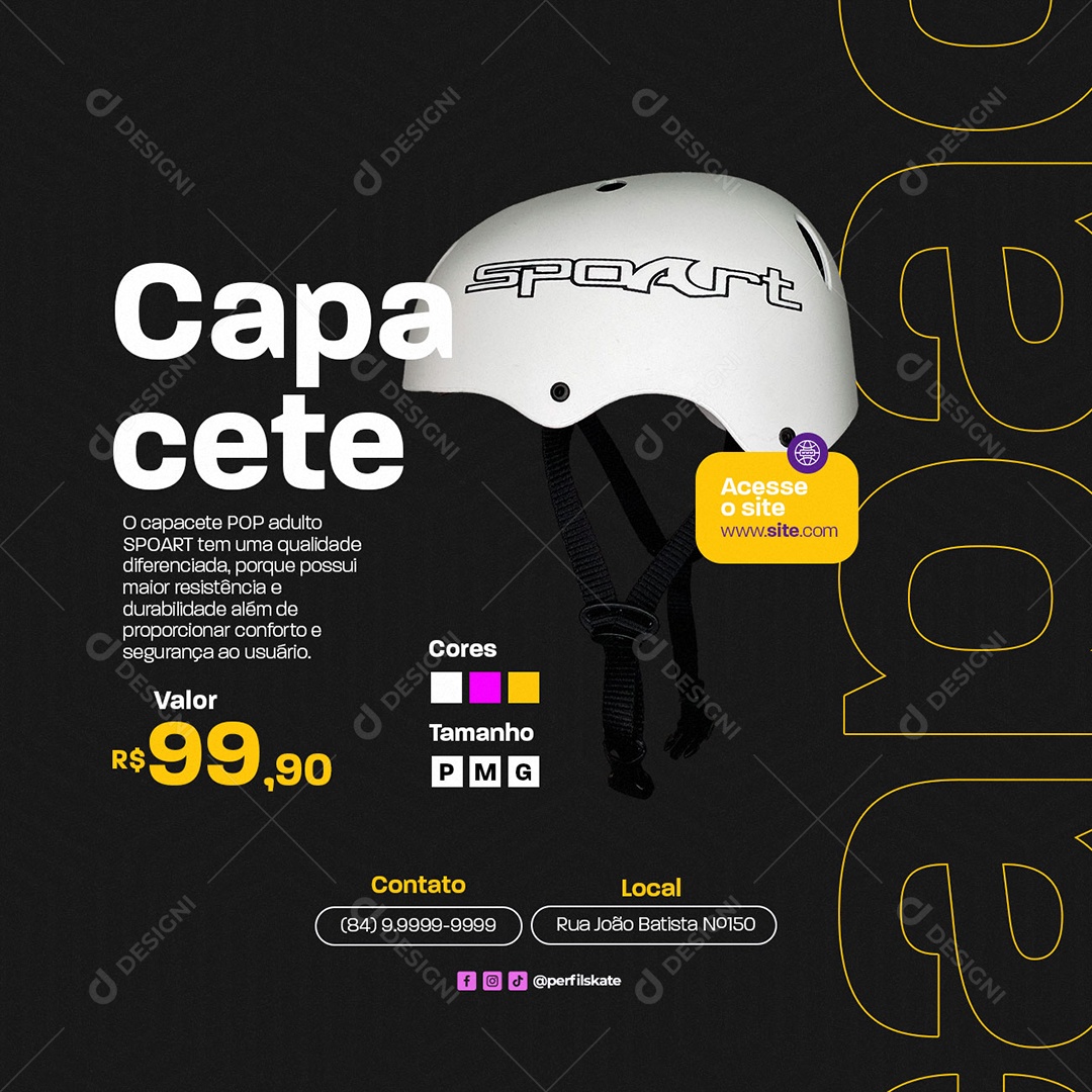 Capacete Loja de Skate Social Media PSD Editável