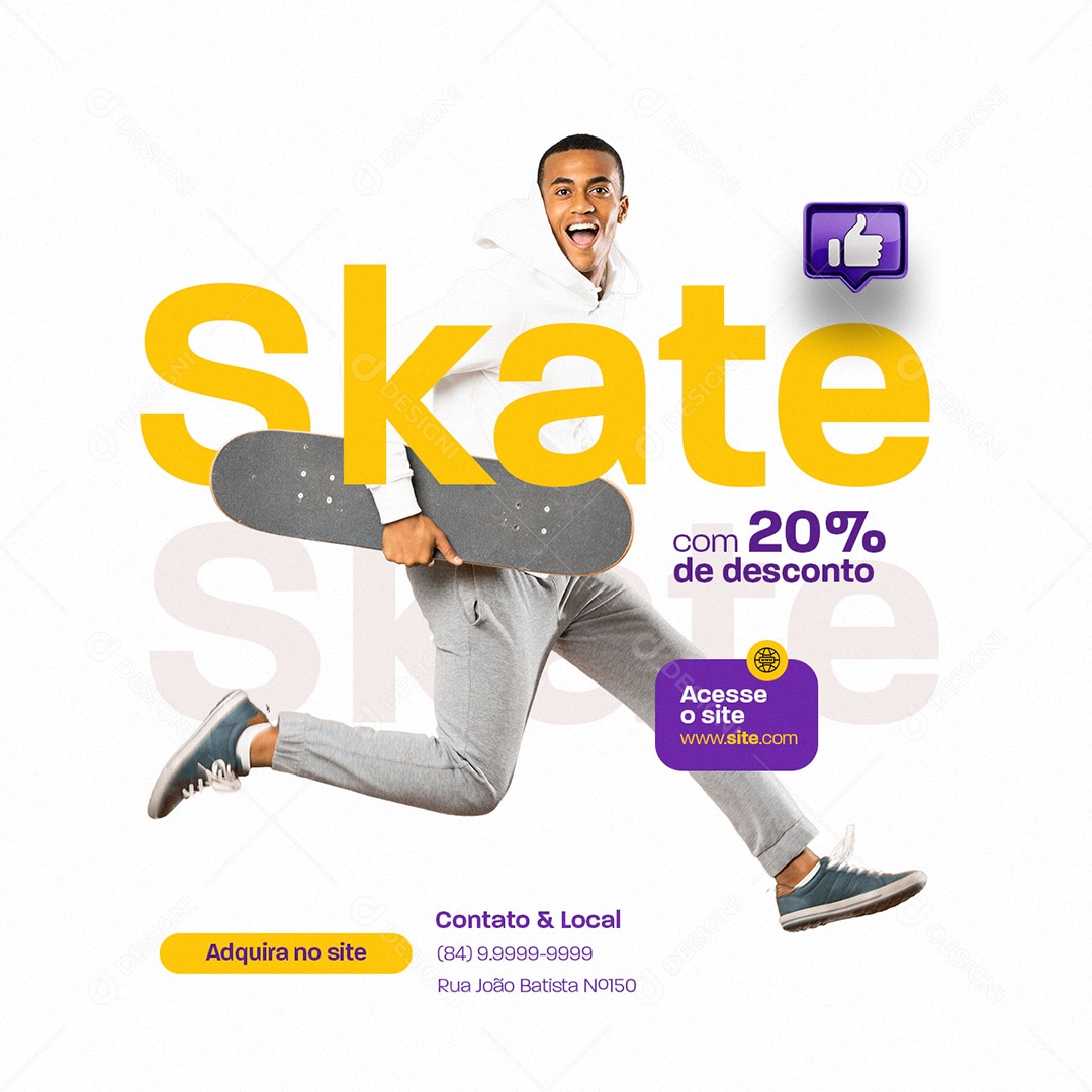 Skate com 20% de Desconto Loja de Skate Social Media PSD Editável