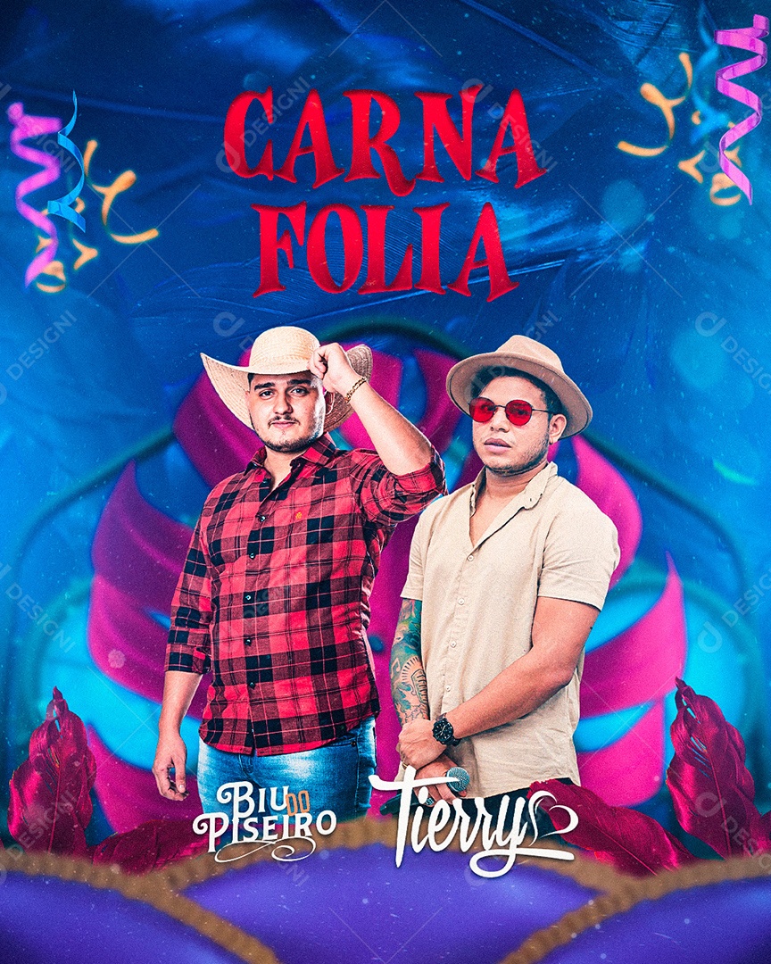 Carna Folia Tierry Biu do Piseiro Flyers Social Media PSD Editável