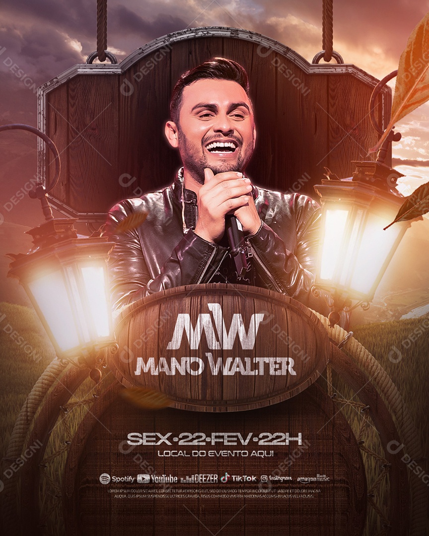 Flyer Show Mano Walter Social Media PSD Editável