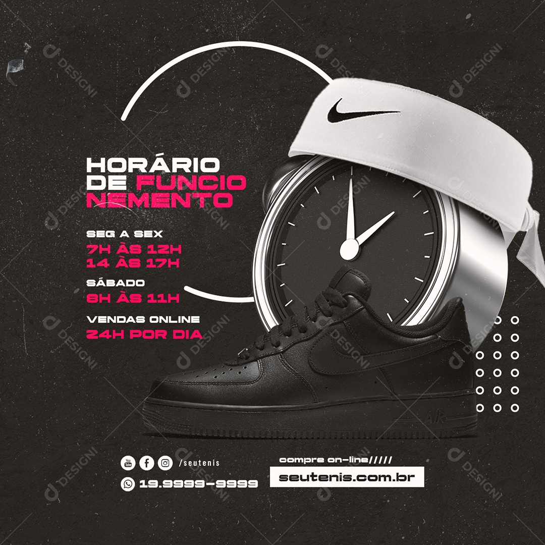 Opening Hours Tennis Store Social Media PSD Editable