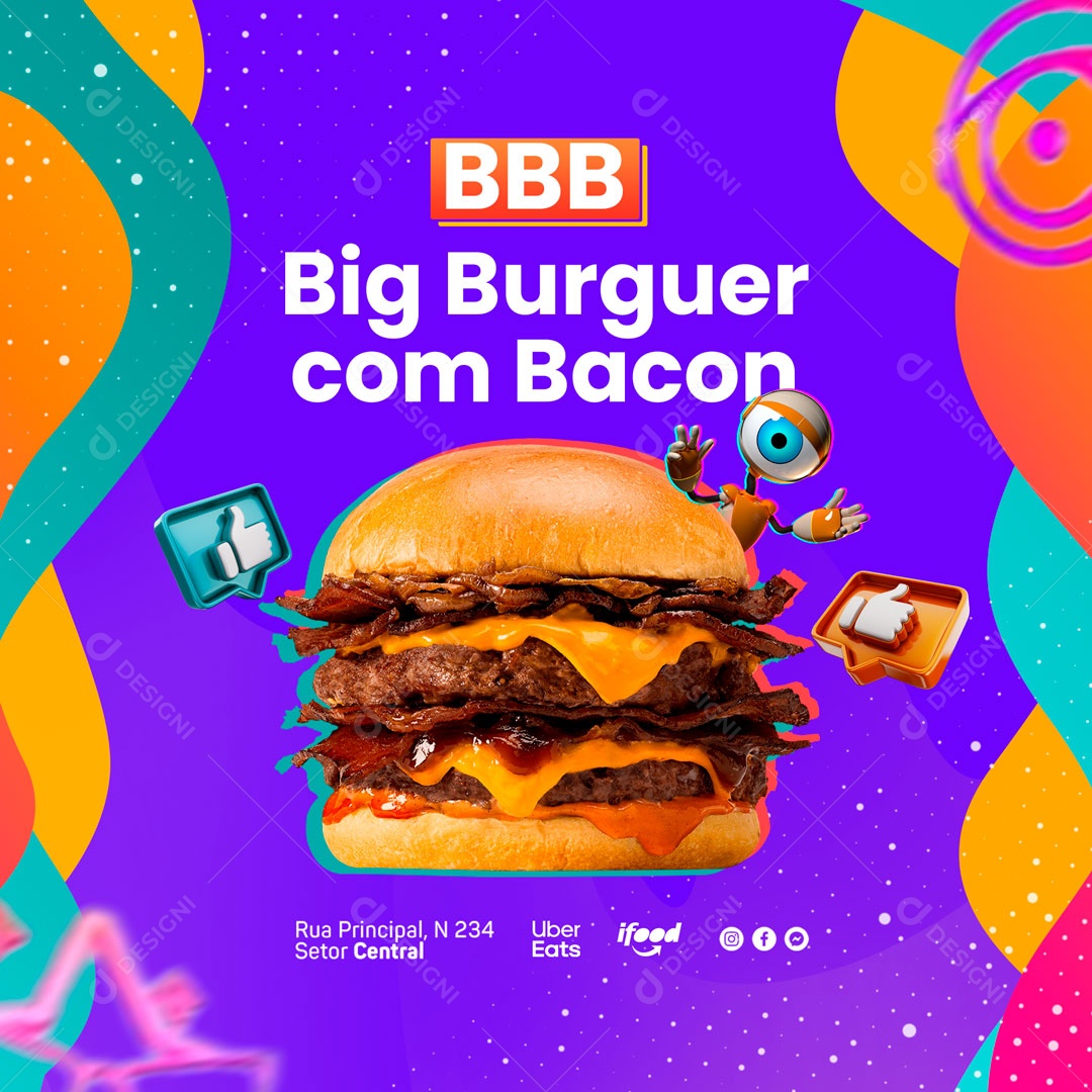 Big Burguer Com Bacon BBB Social Media PSD Editável