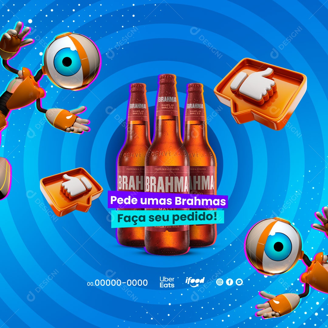 Pede Umas Brahmas Distribuidora de Bebidas Big Brother Social Media PSD Editável