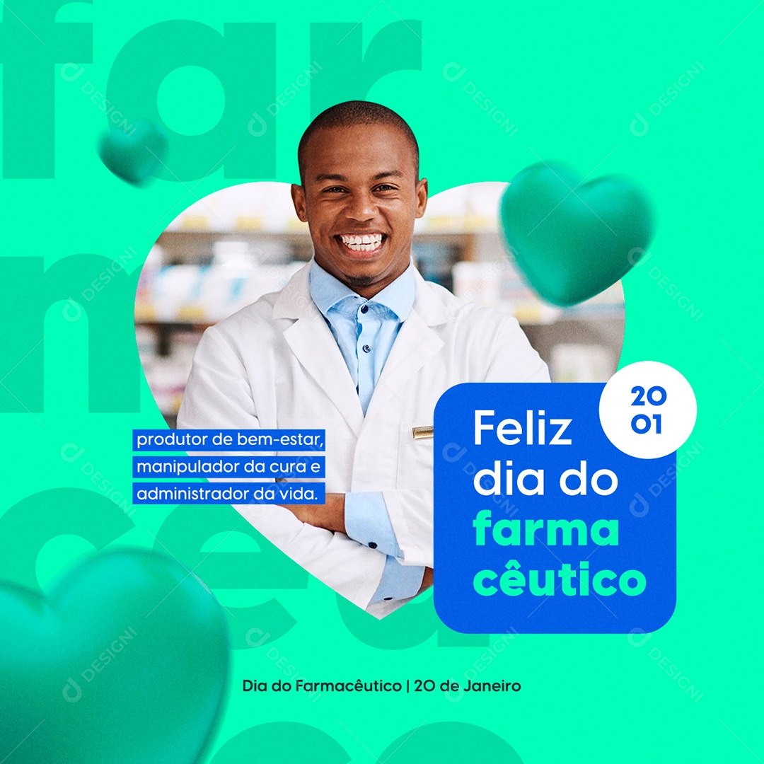 Produtor de Bem Estar Manipulador da Cura Dia do Farmacêutico Social Media PSD Editável