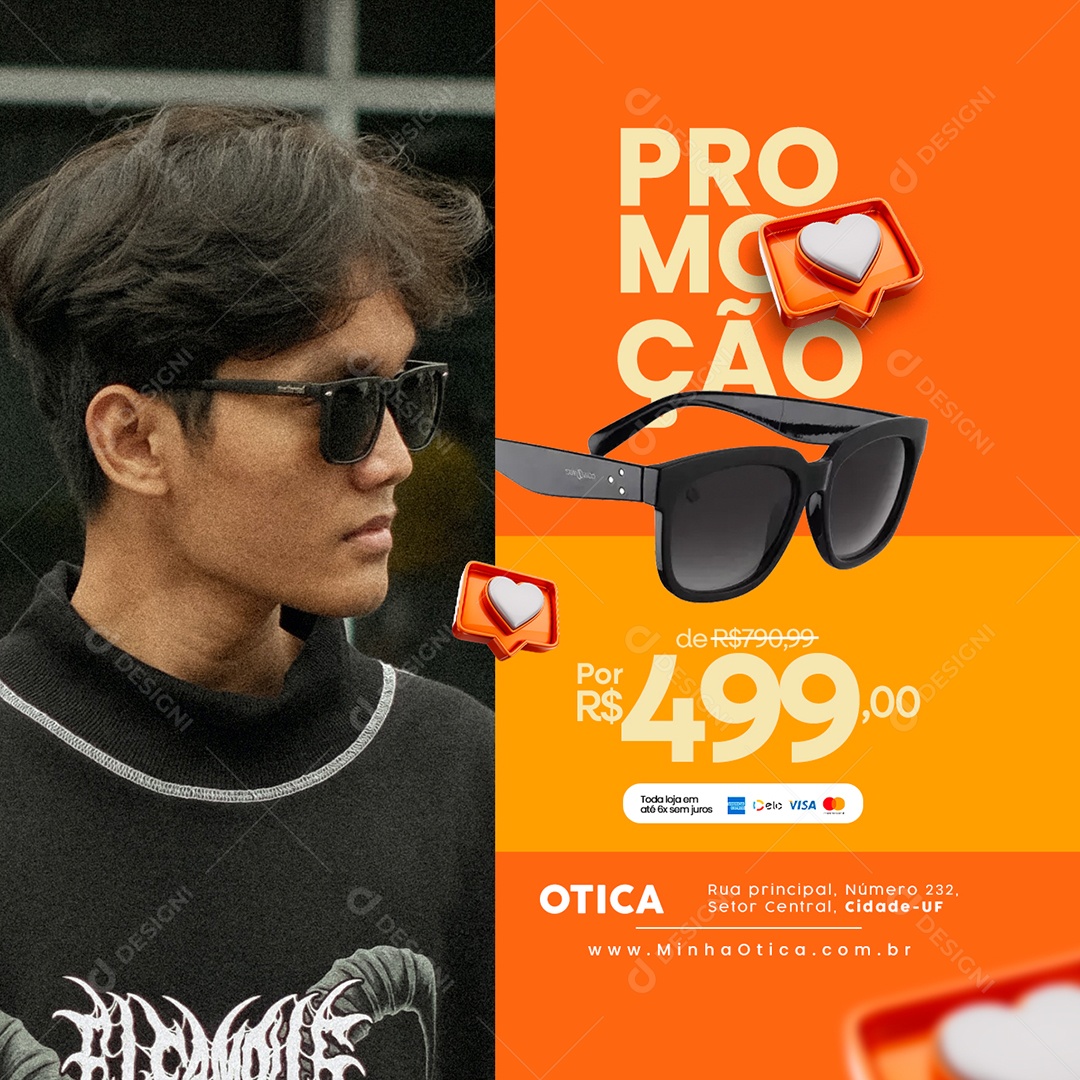 Promoção 499,00 Ótica Social Media PSD Editável