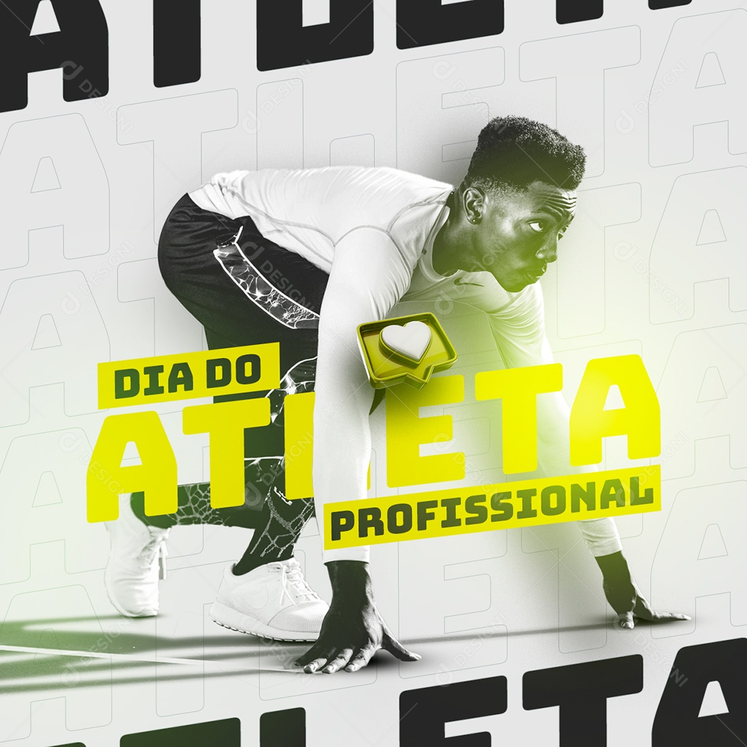 Dia Do Atleta Profissional 10 de Fevereiro Social Media PSD Editável