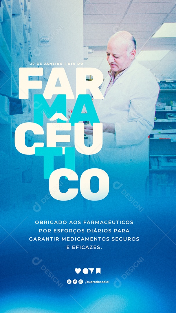 Story Obrigado aos Farmacêuticos Por Esforços Diários Dia do Farmacêutico Social Media PSD Editável