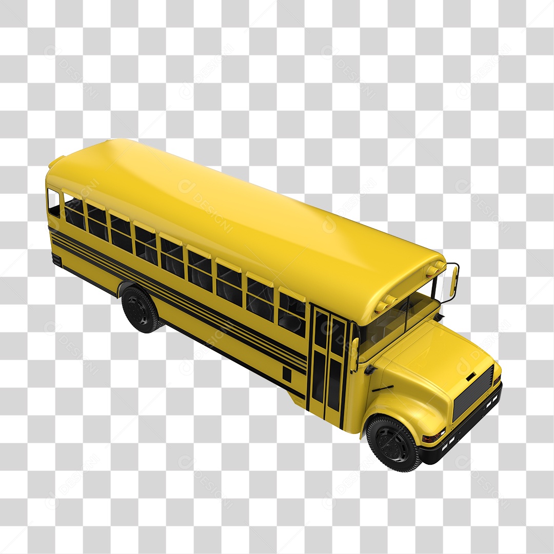 Yellow School Bus Transparent 3D PNG Element