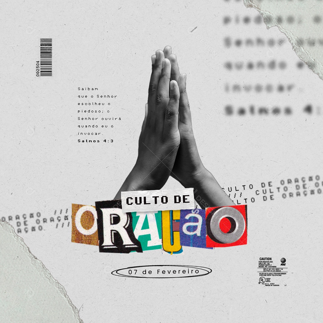 Culto de Oração Flyer Gospel Social Media PSD Editável