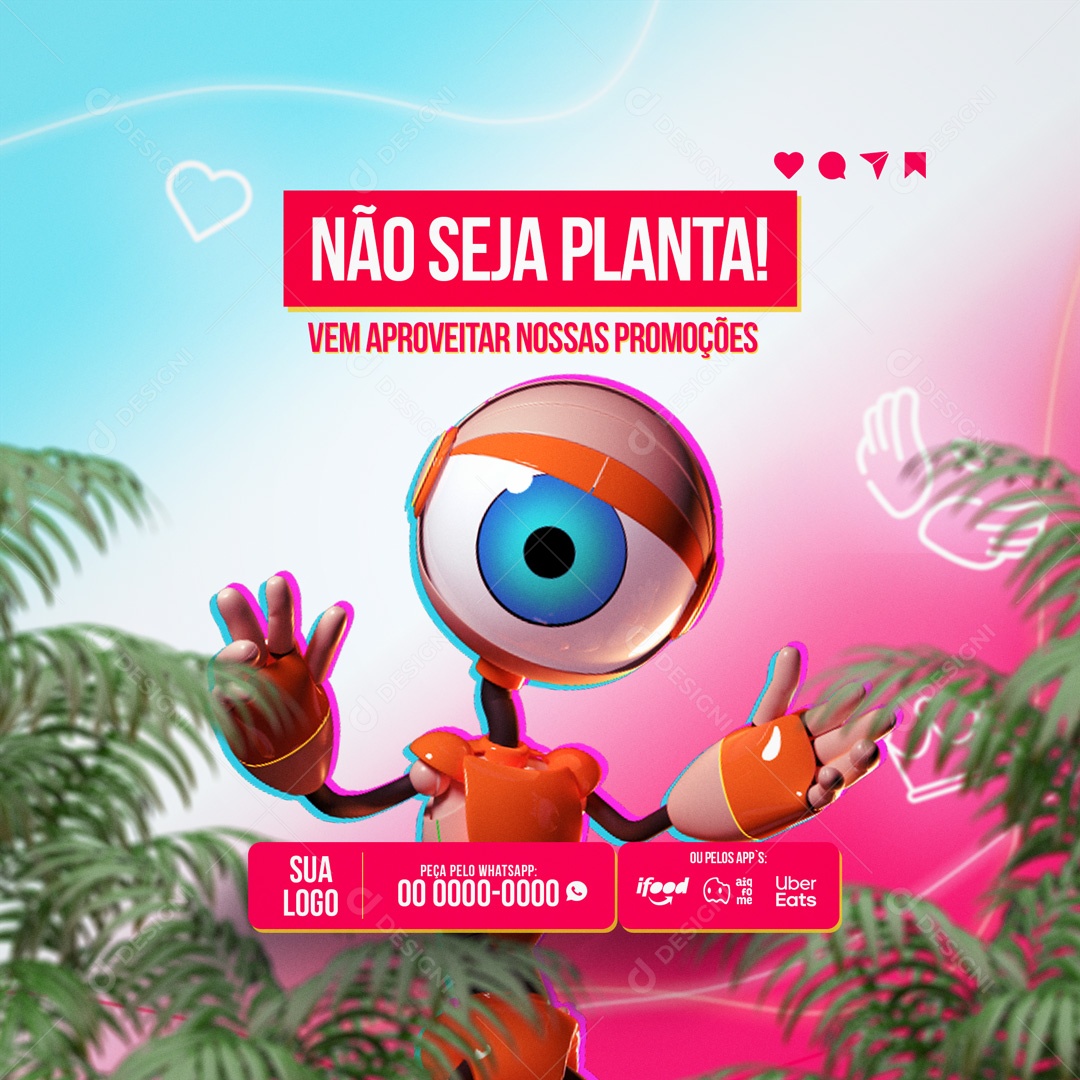 Post Big Brother BBB Promoções Social Media PSD Editável