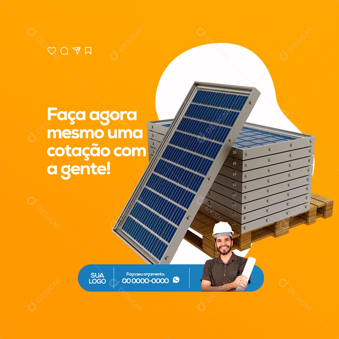 Faça Agora Mesmo Uma Cotação com a Gente! Energia Solar Social Media PSD Editável