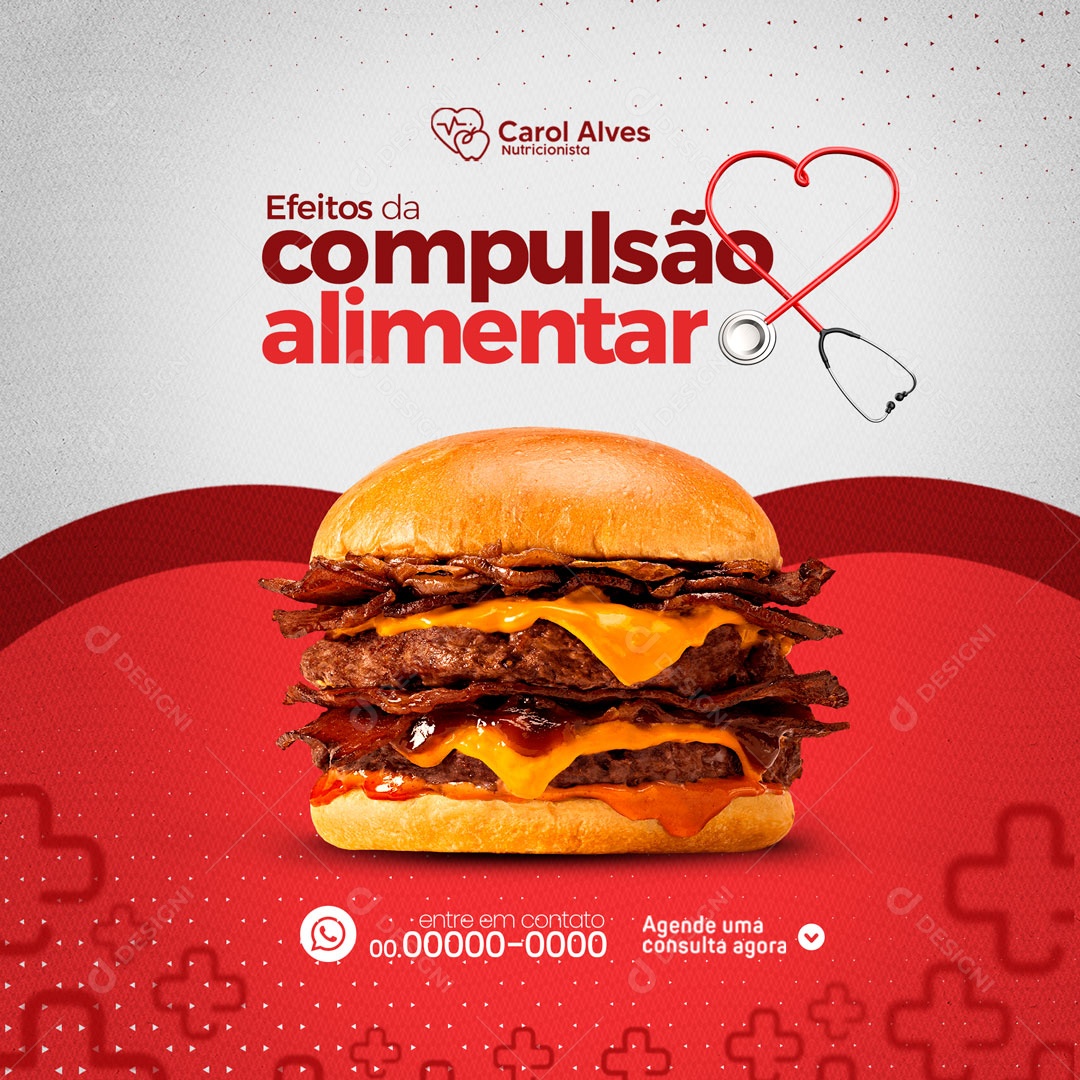 Efeitos da Compulsão Alimentar Nutricionista Social Media PSD Editável