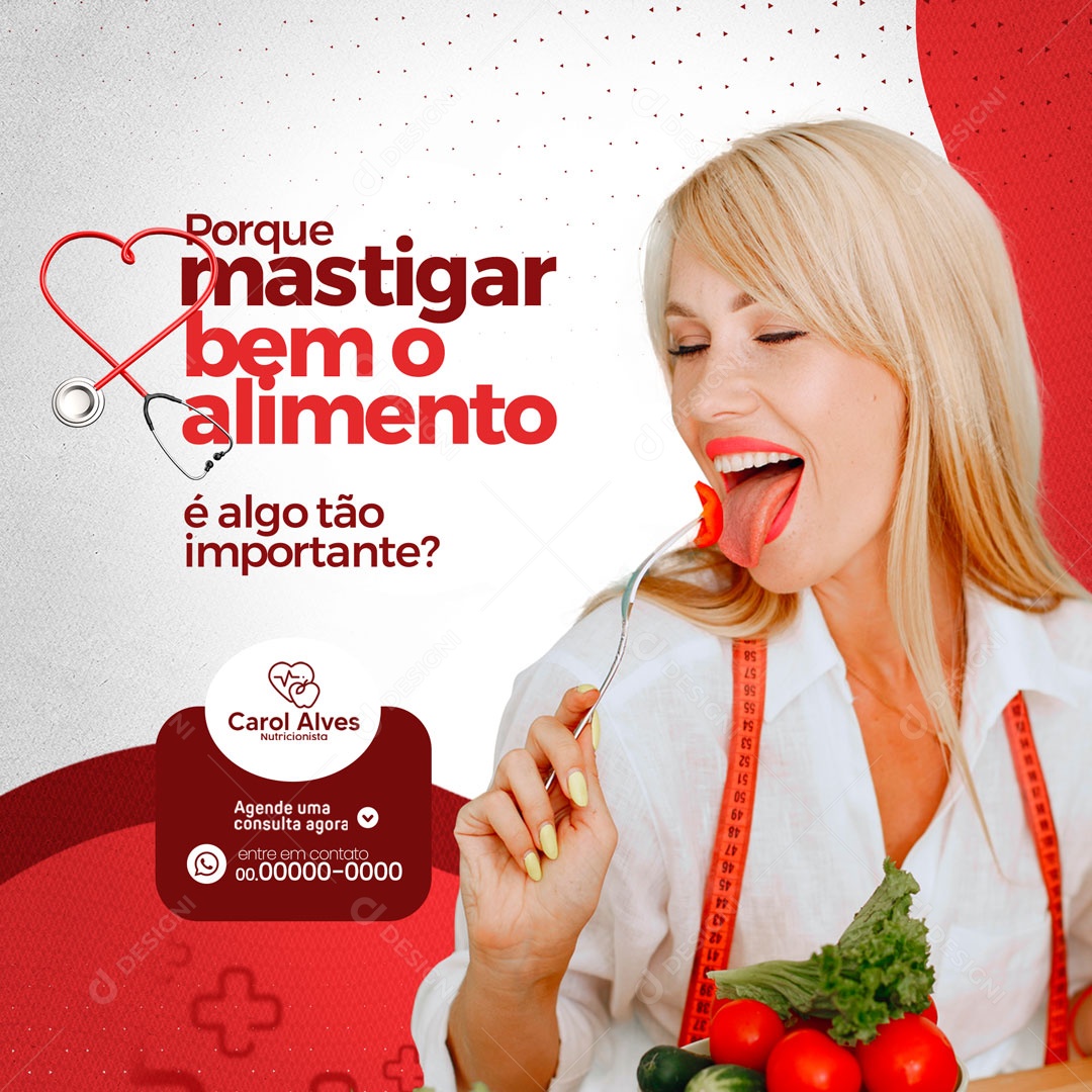 Porque Mastigar Bem o Alimento é Algo Tão Importante? Nutricionista Social Media PSD Editável