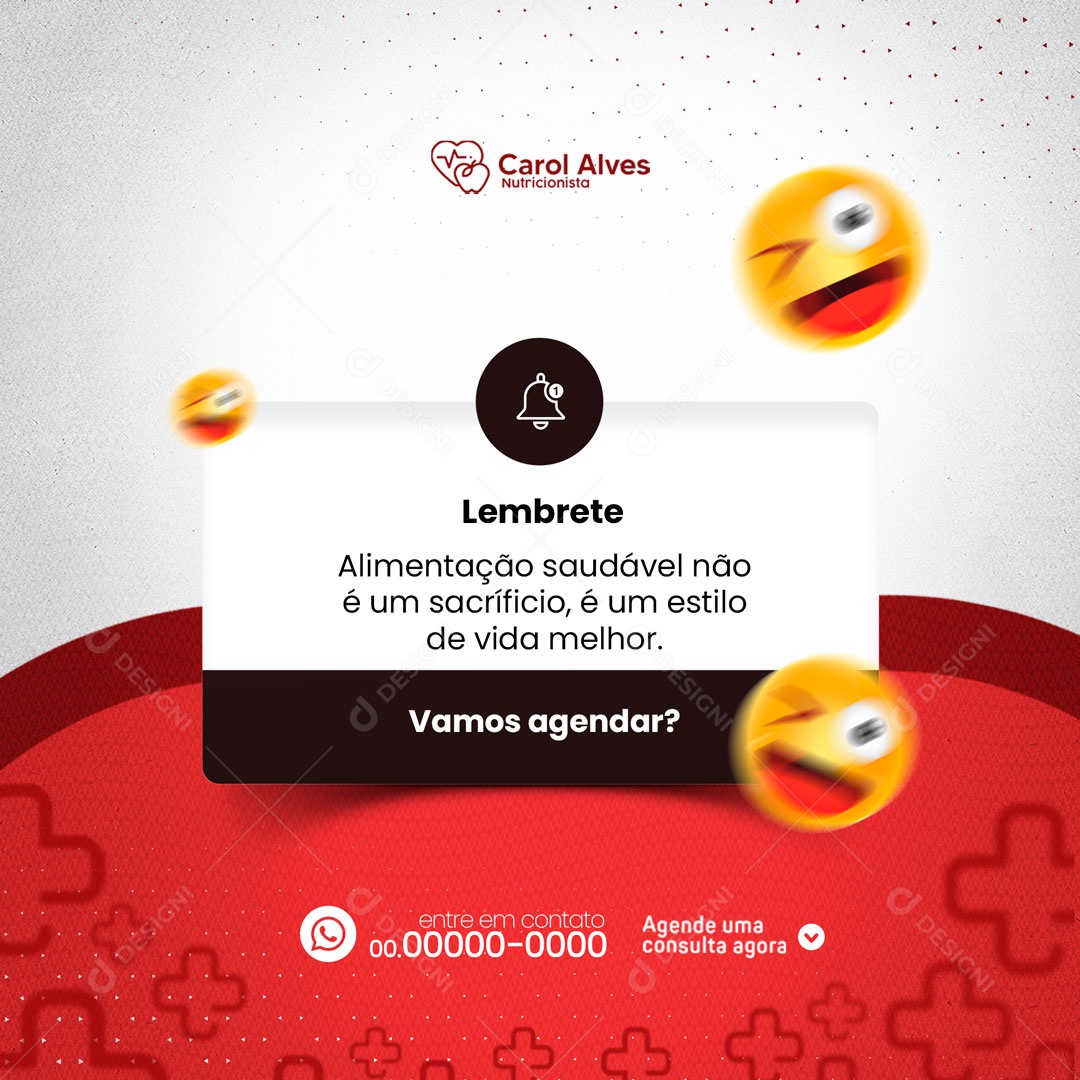 Lembrete Nutricionista Social Media PSD Editável