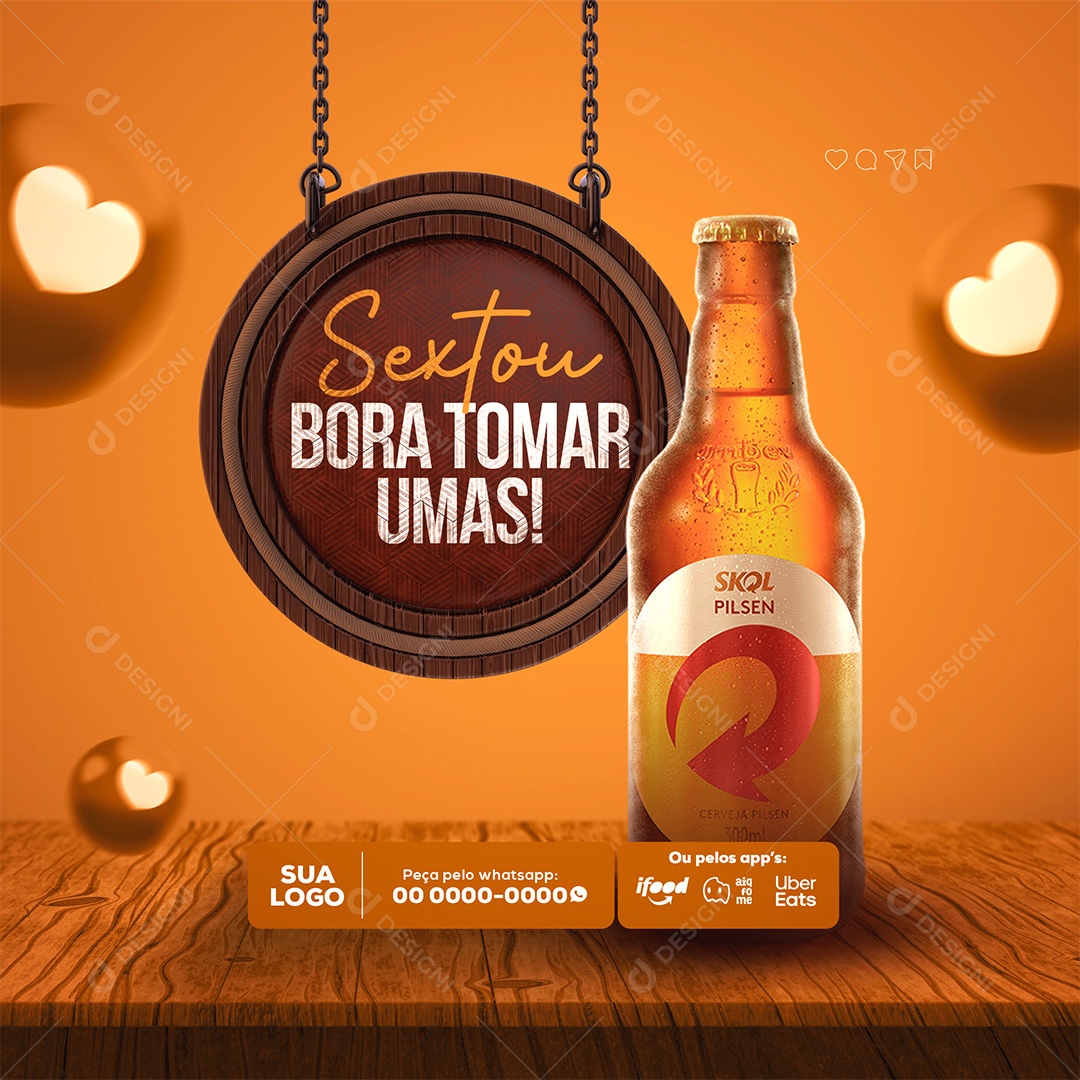 Sextou Bora Tomar Umas? Distribuidora de Bebidas Social Media PSD Editável