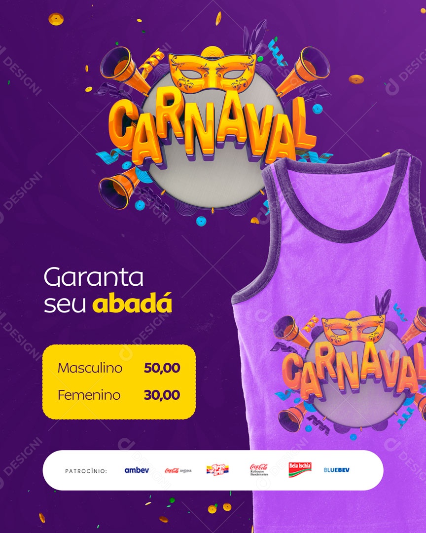 Garanta Seu Abadá Carnaval 2023 Social Media PSD Editável