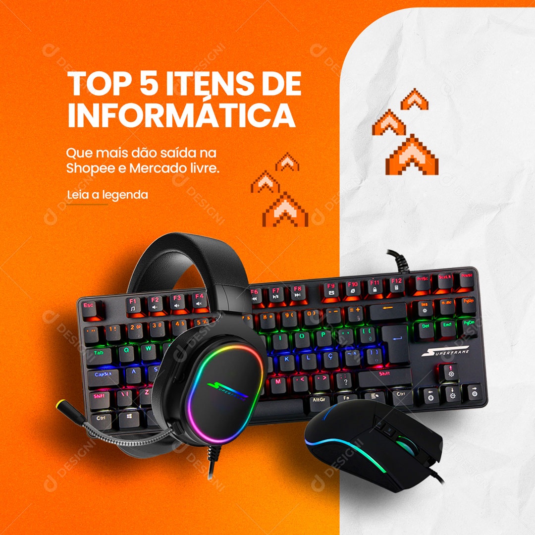 Top 5 Itens de Informática E-commerce Social Media PSD Editável