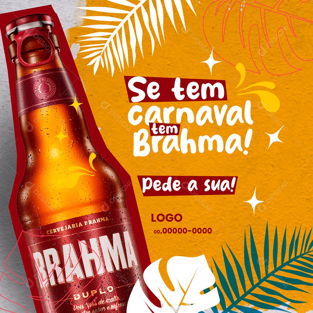 Se Tem Carnaval Tem Brahma! Distribuidora de Bebidas Social Media PSD Editável