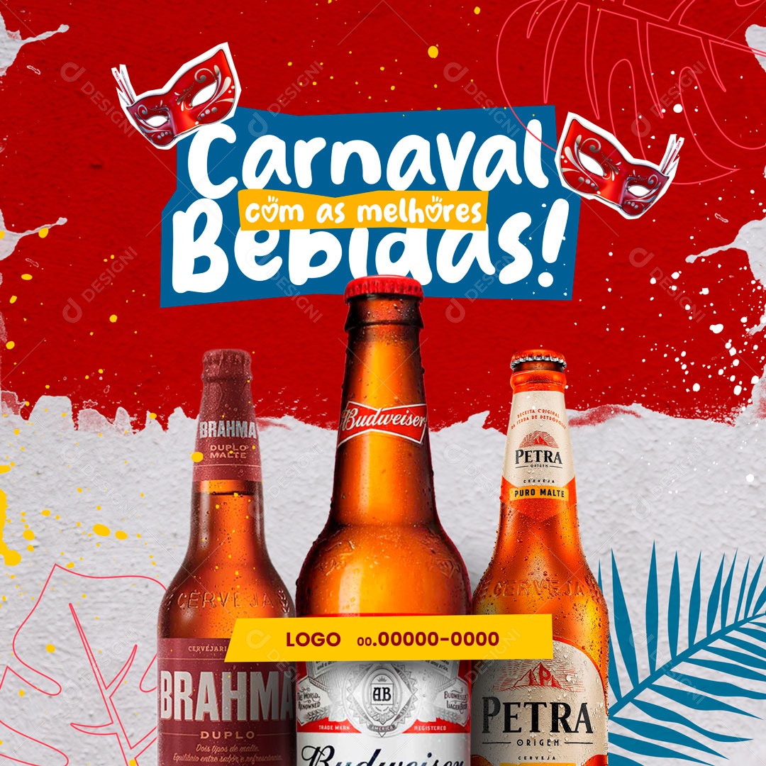 Carnaval Com as Melhores Bebidas! Distribuidora de Bebidas Social Media PSD Editável