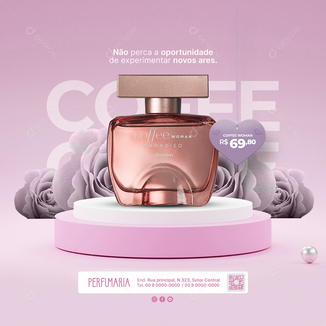 Campanha Publicitária Dia Da Mulher Perfumaria Não Perca a Oportunidade Social Media PSD Editável