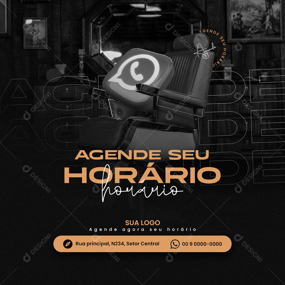 Agende seu Horário Barbearia Social Media PSD Editável