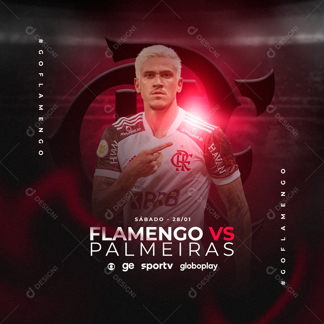 Post Jogo de Futebol Supercopa Palmeiras e Flamengo Social Media PSD  Editável [download] - Designi