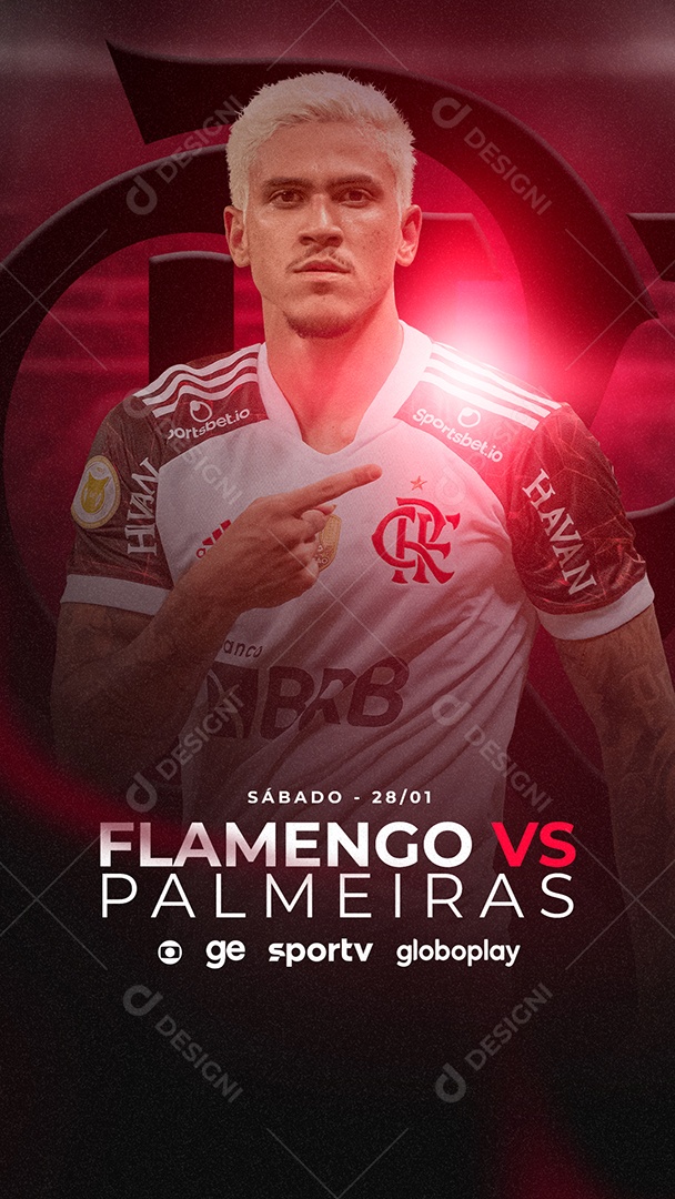 Story Social Media Flamengo x Palmeiras Supercopa do Brasil Futebol PSD Editável