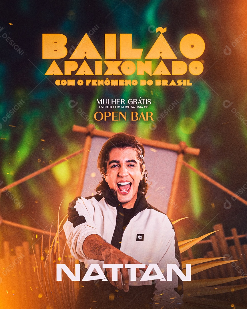 Flyer Bailão Apaixonado Nattan Social Media PSD Editável