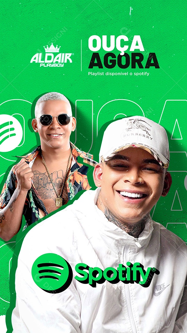 Flyer Cantor Aldair Palyboy Ouça Agora Playlist Disponível no Spotify Story Social Media PSD Editável