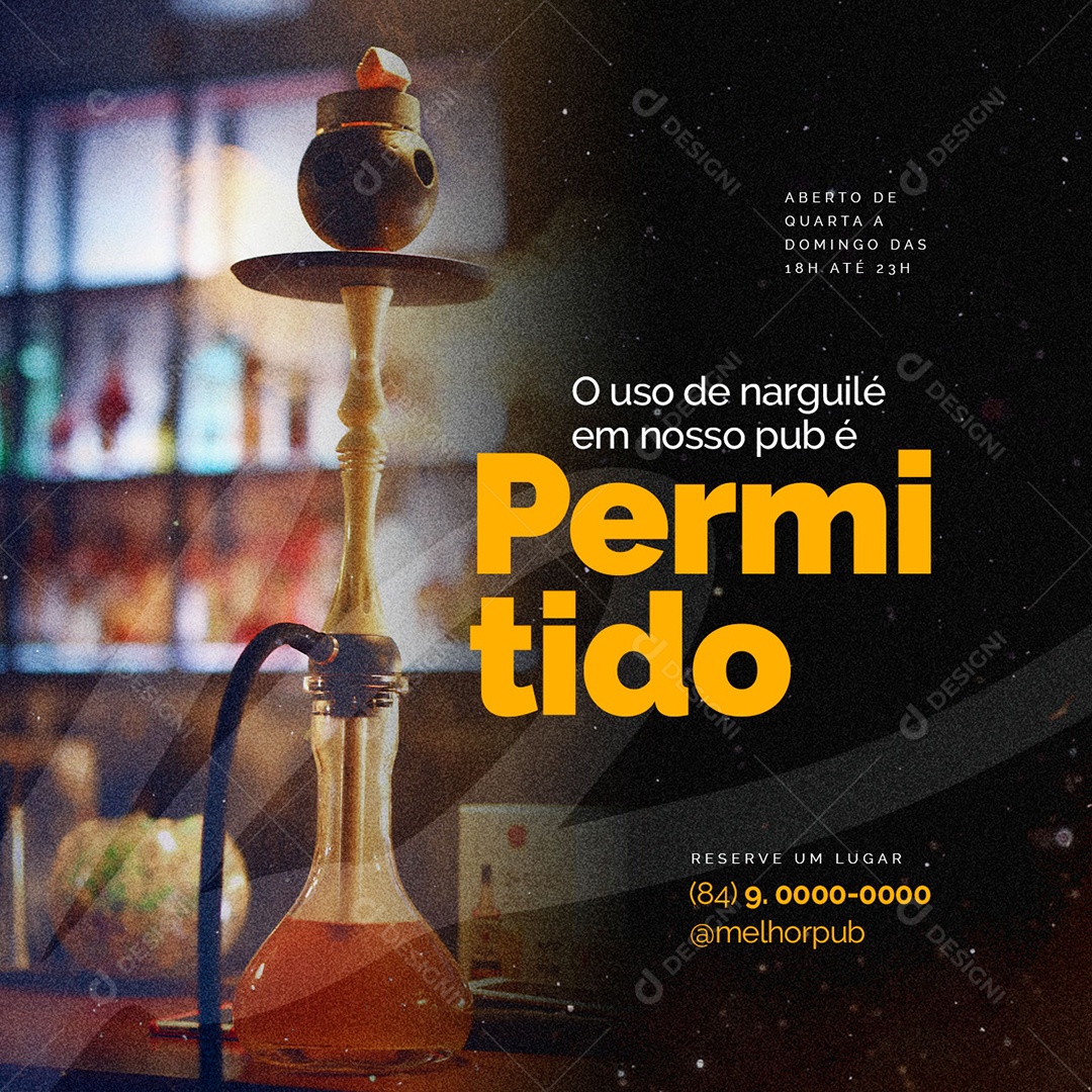 The Use of Hookah in Our Pub is Allowed Editable Social Media PSD