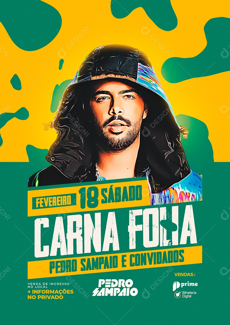 Carna Folia Pedro Sampaio e Convidados Flyer Carnaval Social Media PSD Editável