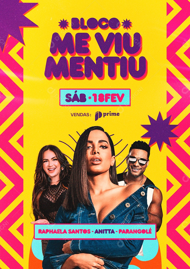 Bloco Me Viu Mentiu Raphaela Santos Parangolé Anitta Flyer Social Media PSD Editável