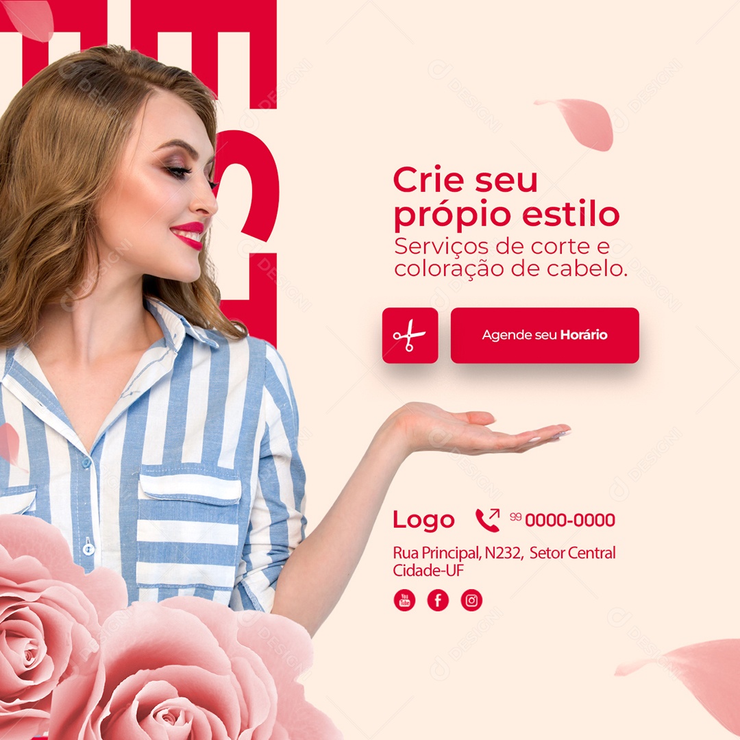 Create Your Own Hair Salon Style Social Media Editable PSD